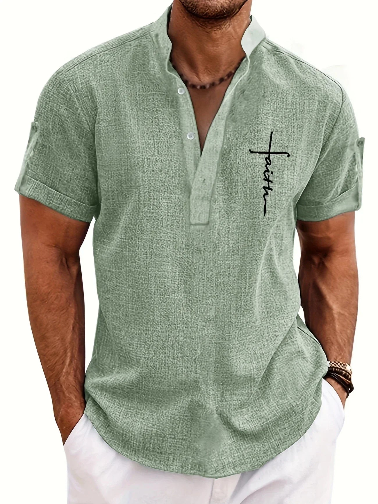 Elliott – Chemise élégante à manches courtes avec col montant