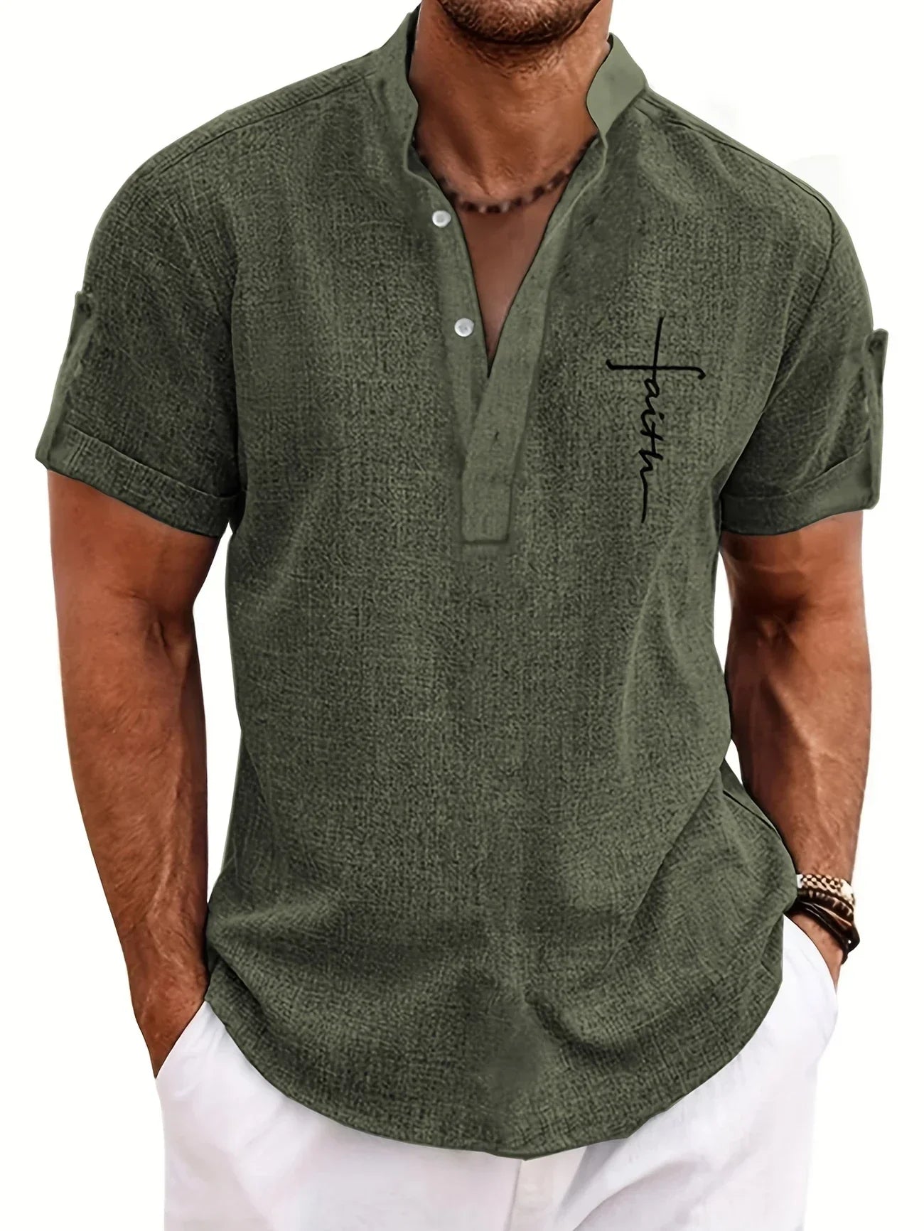 Elliott – Chemise élégante à manches courtes avec col montant