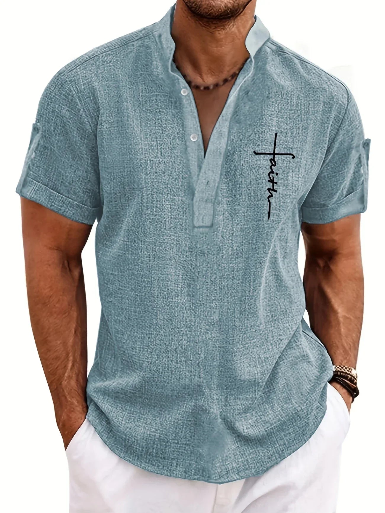 Elliott – Chemise élégante à manches courtes avec col montant