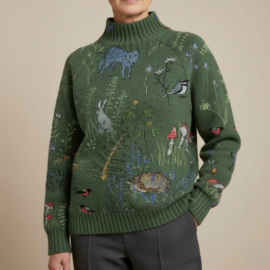 HANA | Mysig Stickad Tröja – Skogsinspirerad