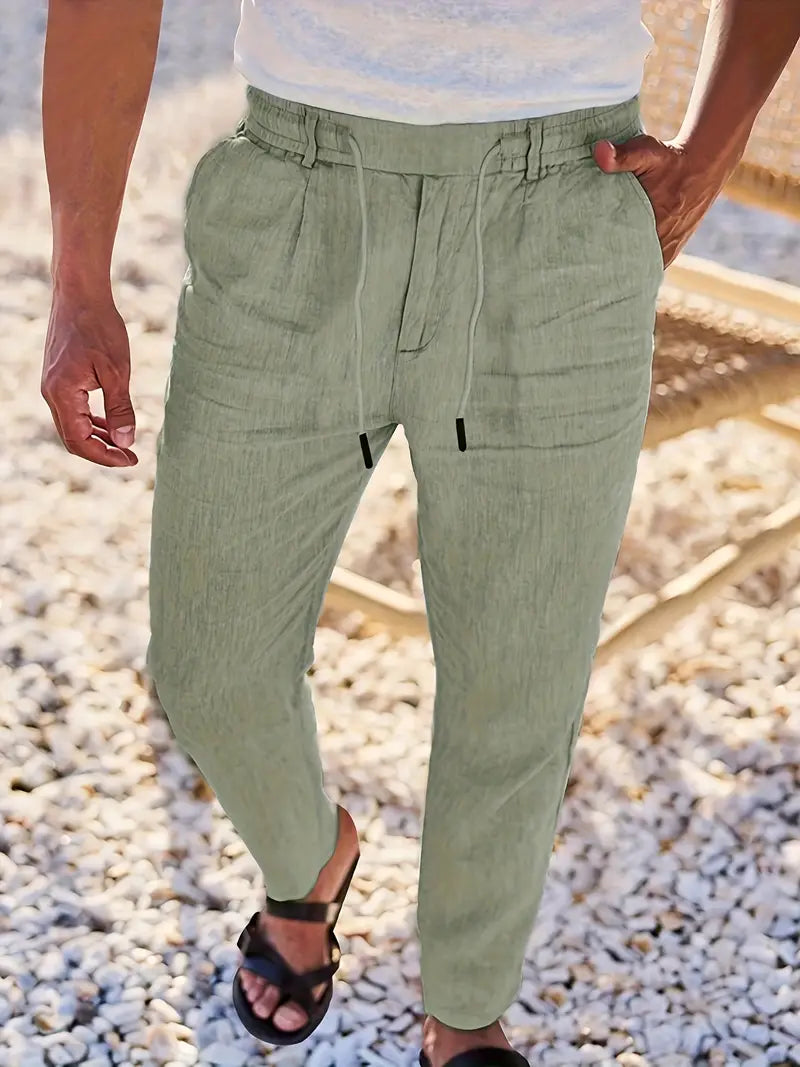 NICHOLS | WIDE LINEN PANTS WITH DRAWSTRING
