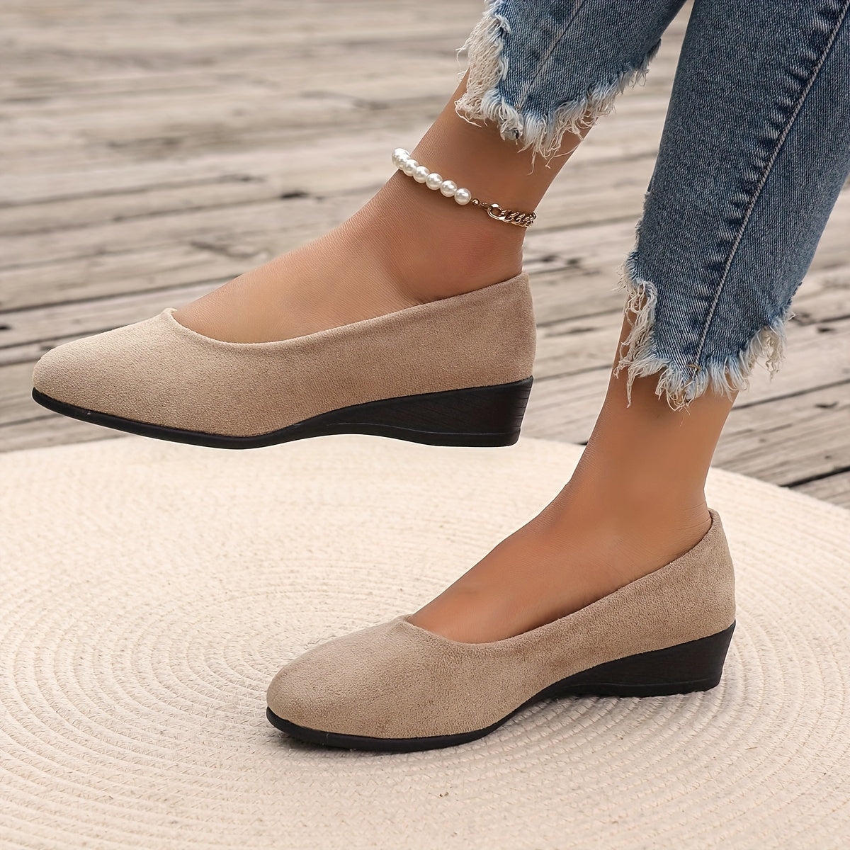 Imelda – Comfortable Wedge-Heel Ballet Flats
