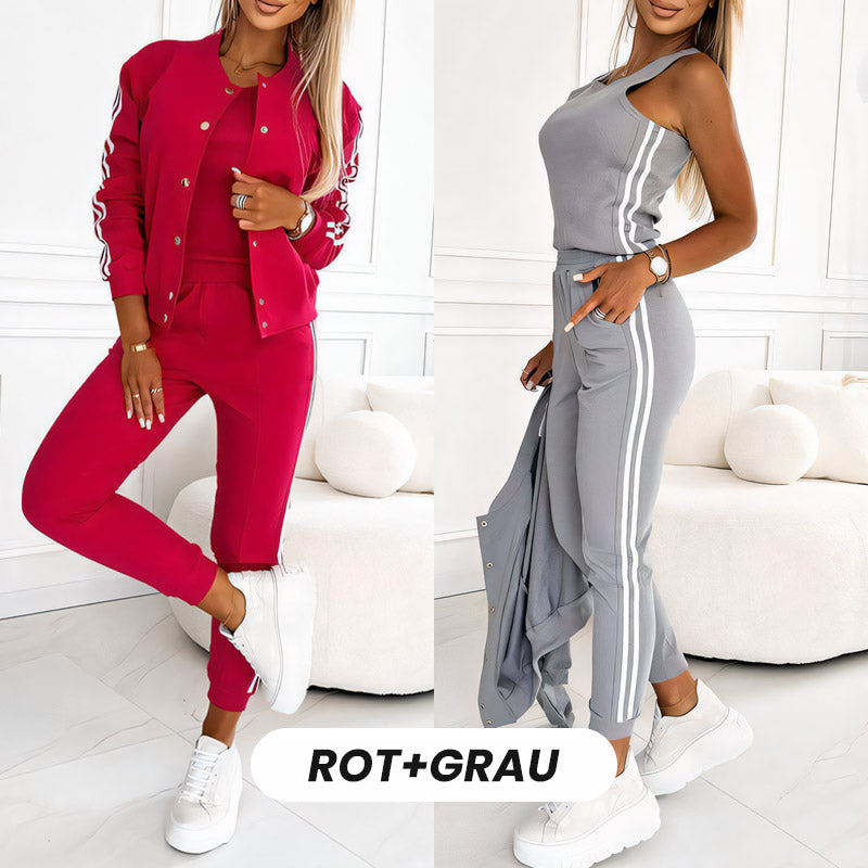 Ensemble trois pièces de veste de baseball et pantalon pour femmes