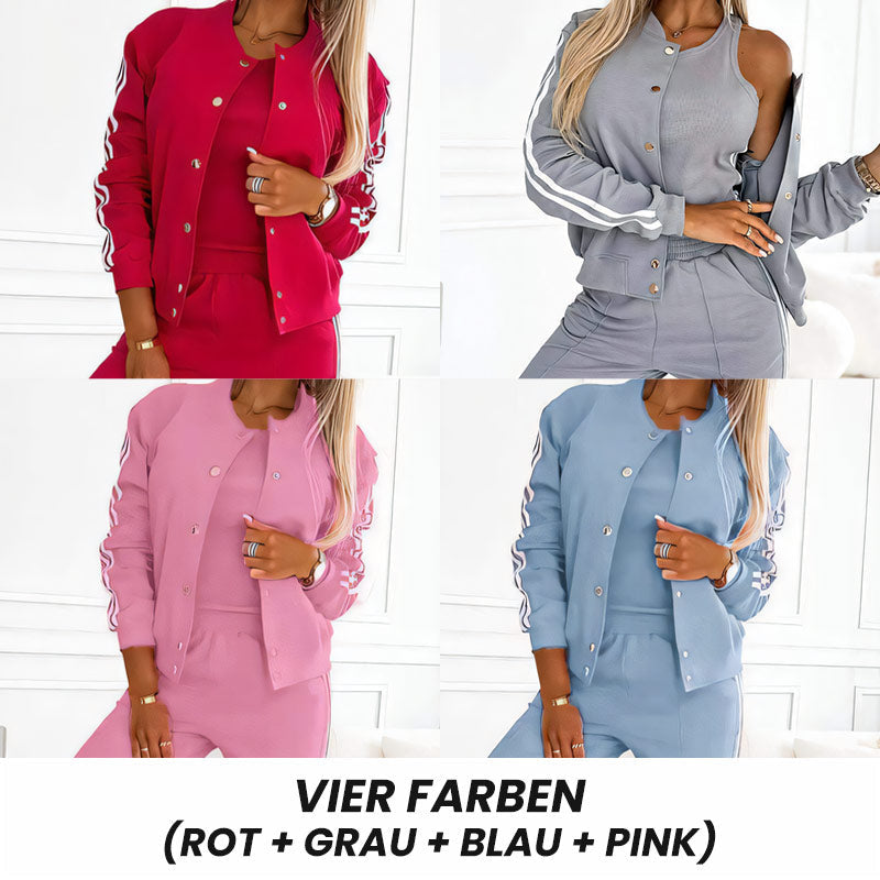 Ensemble trois pièces de veste de baseball et pantalon pour femmes