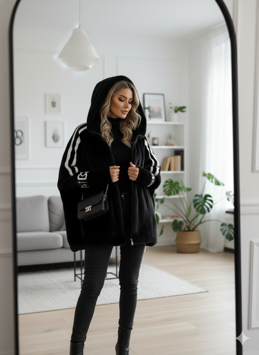 Aaliyah – Oversized Faux Fur Coat with Hood