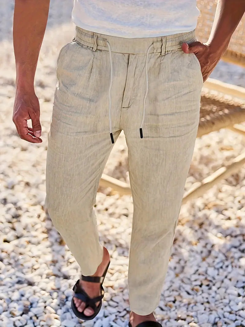 NICHOLS | WIDE LINEN PANTS WITH DRAWSTRING