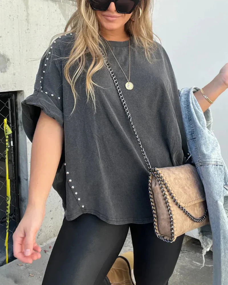 Bella - T-SHIRT OVERSIZE À STUDS