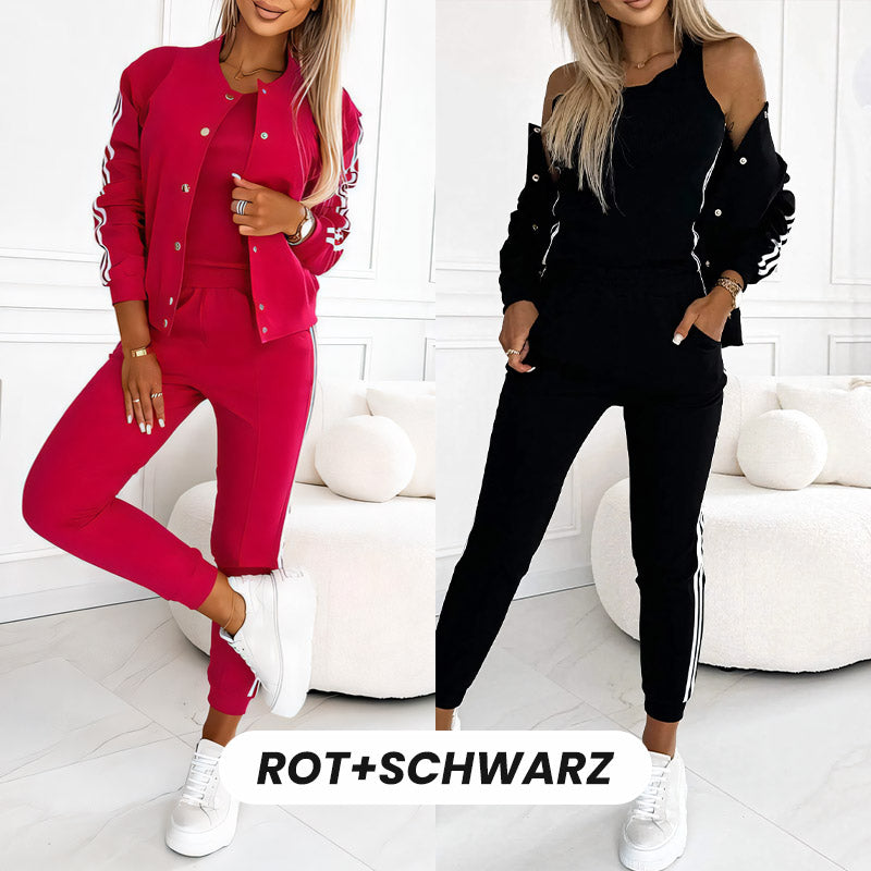 Ensemble trois pièces de veste de baseball et pantalon pour femmes