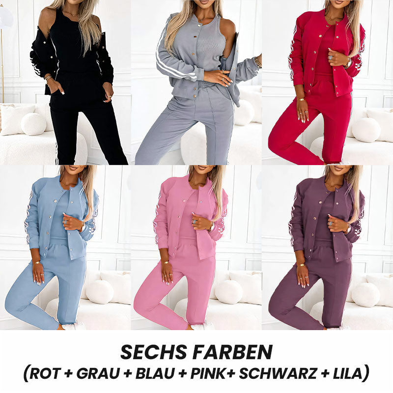 Ensemble trois pièces de veste de baseball et pantalon pour femmes