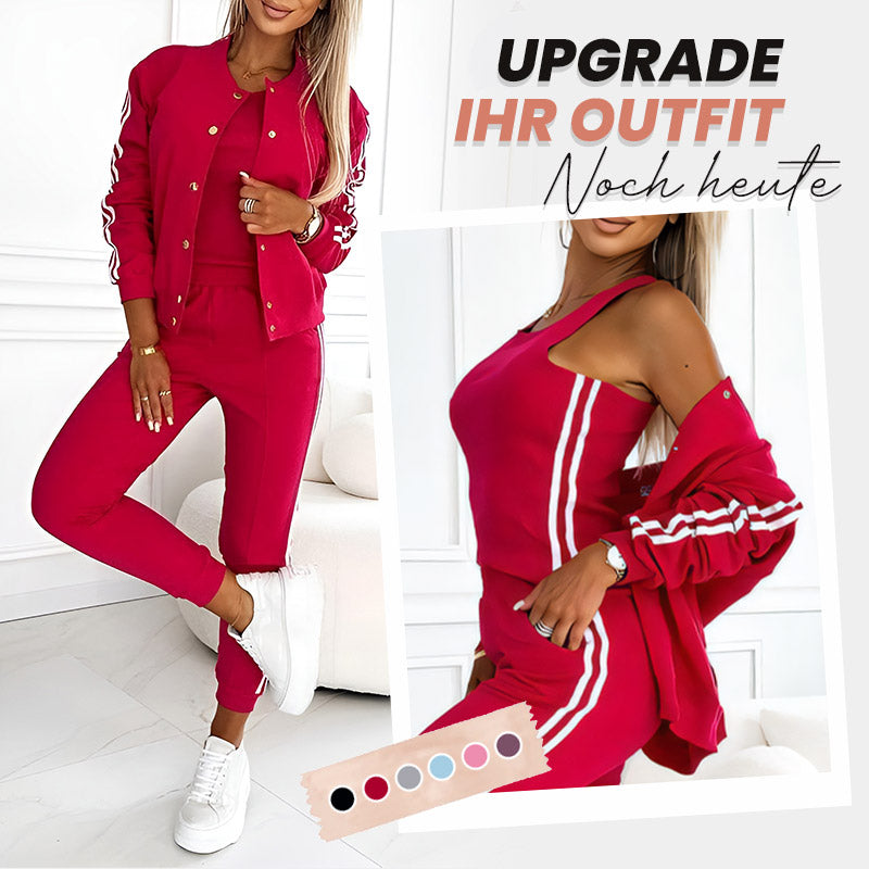 Ensemble trois pièces de veste de baseball et pantalon pour femmes