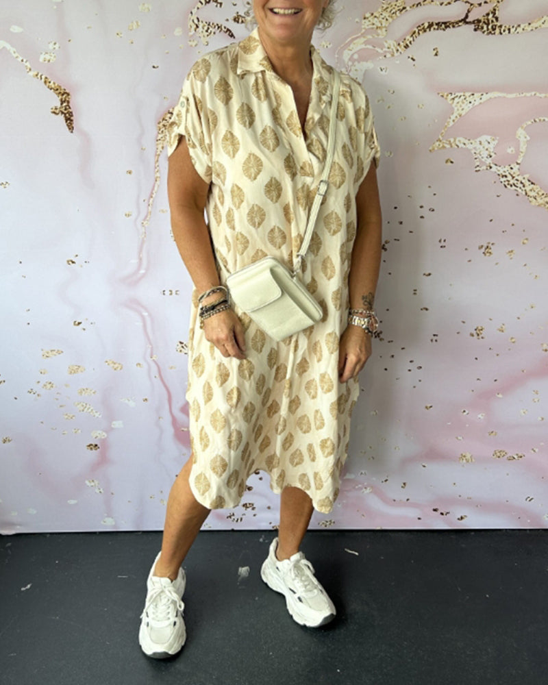 Liora™ | Robe avec Col Revers et Manches Courtes