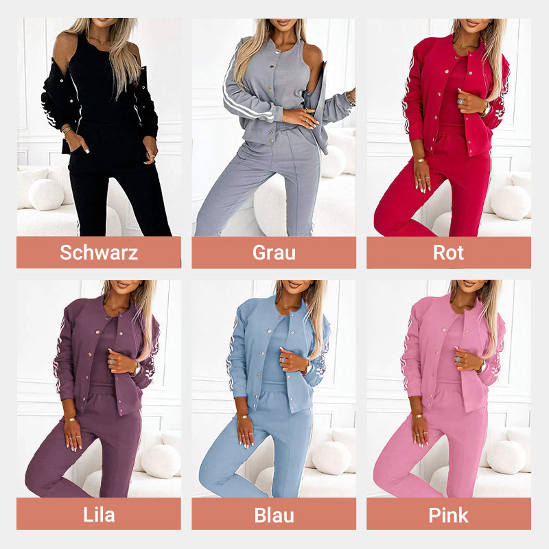 Ensemble trois pièces de veste de baseball et pantalon pour femmes