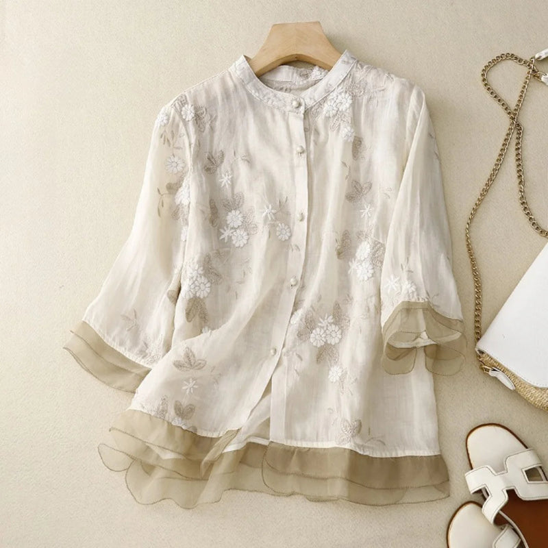 Élisa™ – Blouse en Coton et Lin