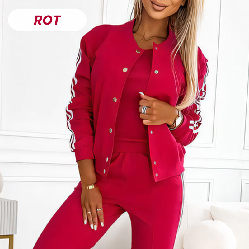 Ensemble trois pièces de veste de baseball et pantalon pour femmes
