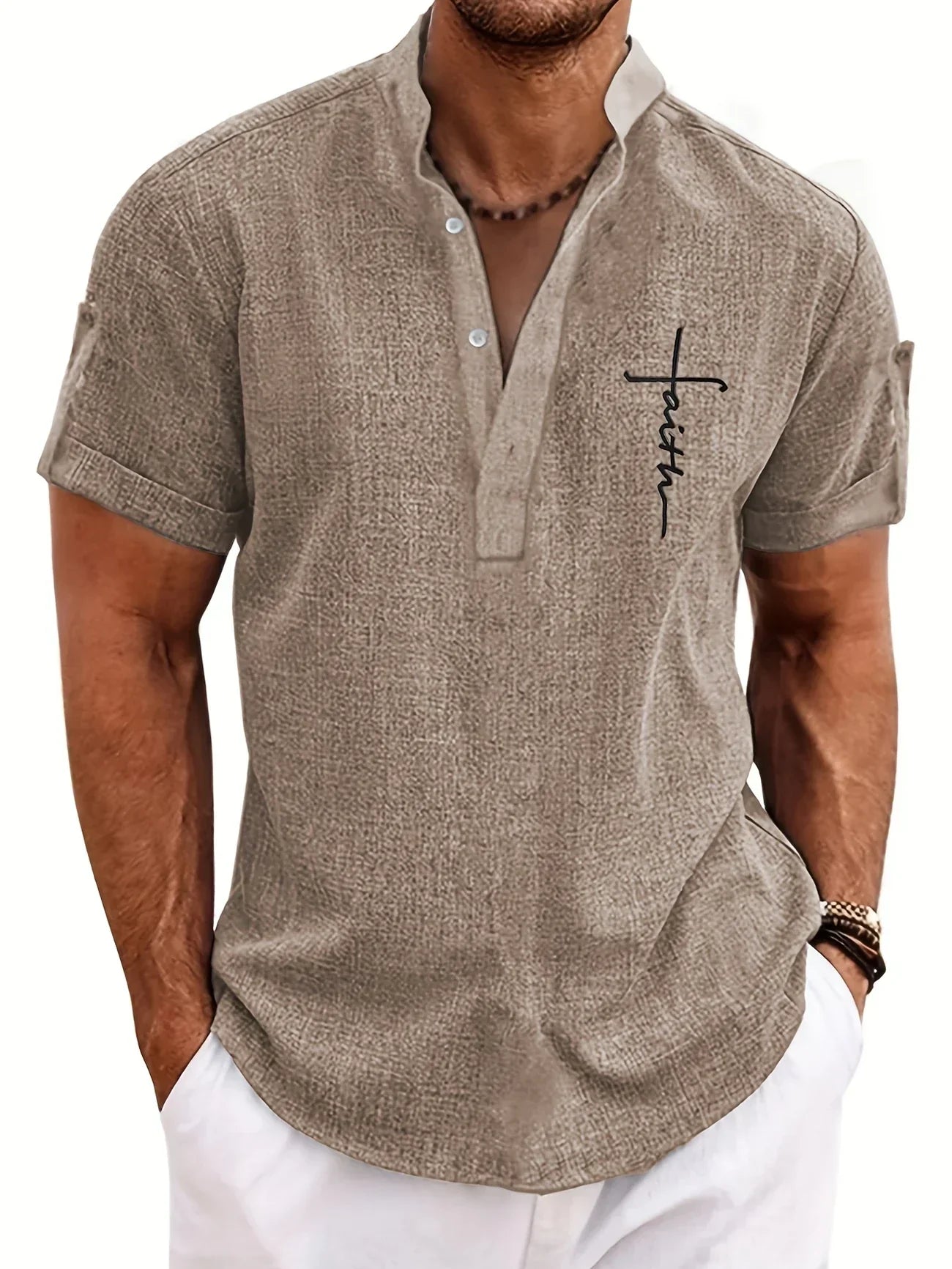 Elliott – Chemise élégante à manches courtes avec col montant