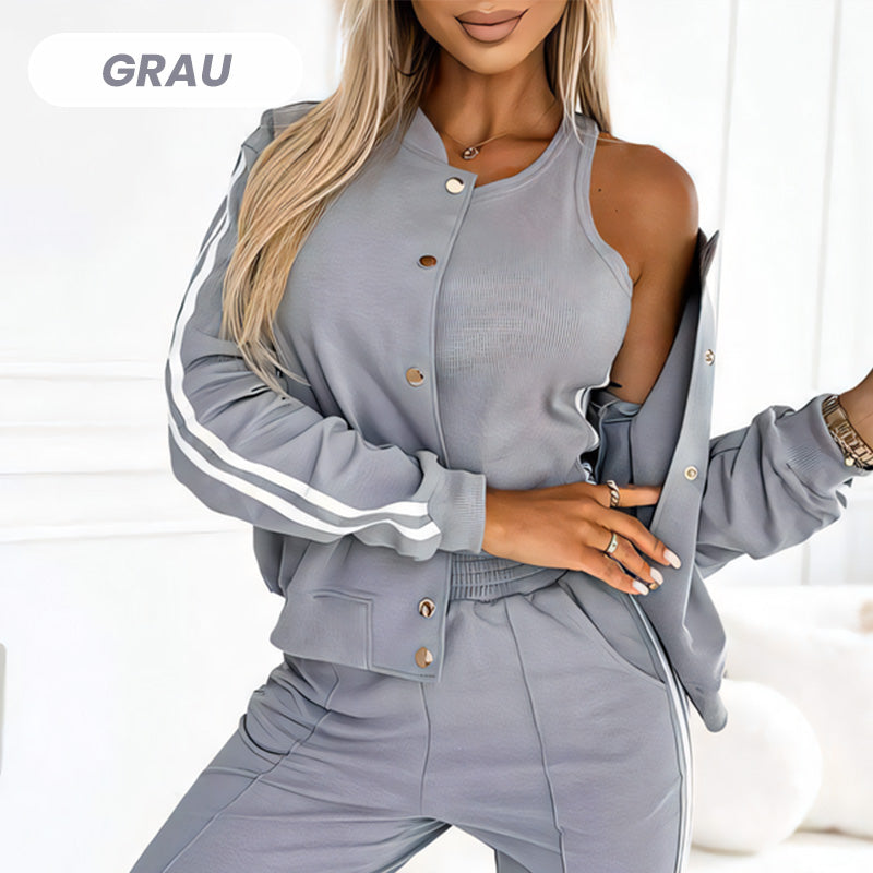 Ensemble trois pièces de veste de baseball et pantalon pour femmes