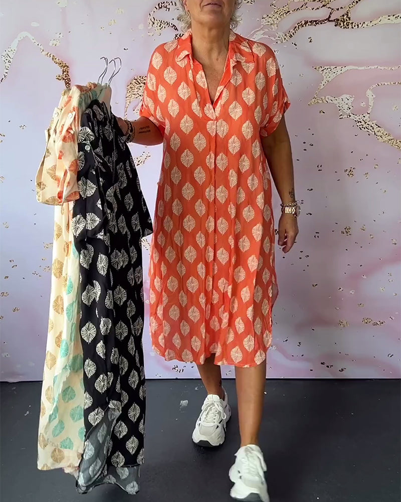 Liora™ | Robe avec Col Revers et Manches Courtes