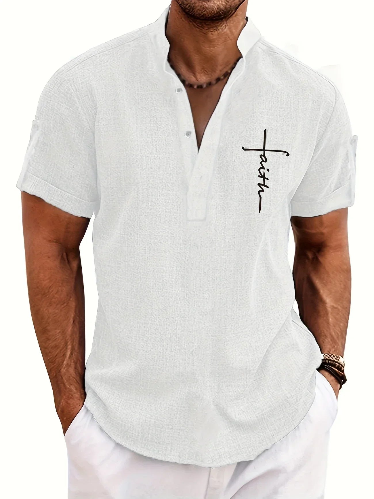 Elliott – Chemise élégante à manches courtes avec col montant