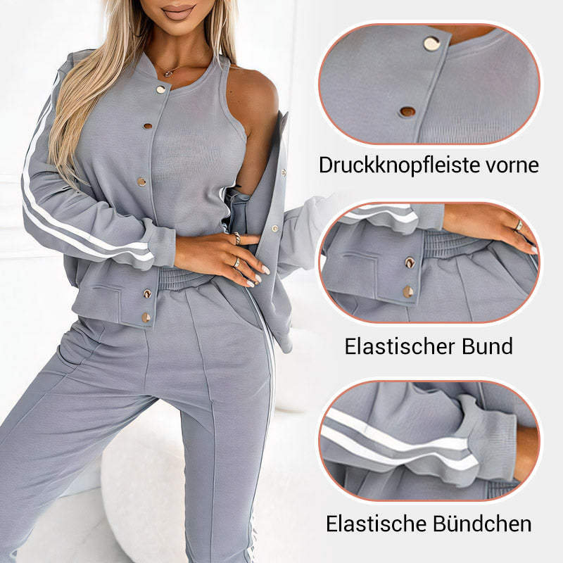 Ensemble trois pièces de veste de baseball et pantalon pour femmes