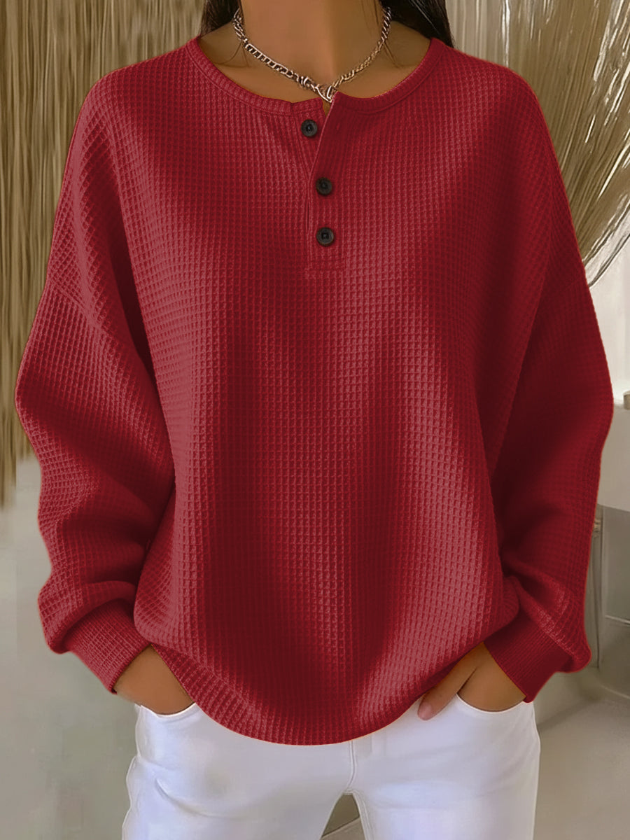 Mary – Casual Waffle Knit Sweatshirt