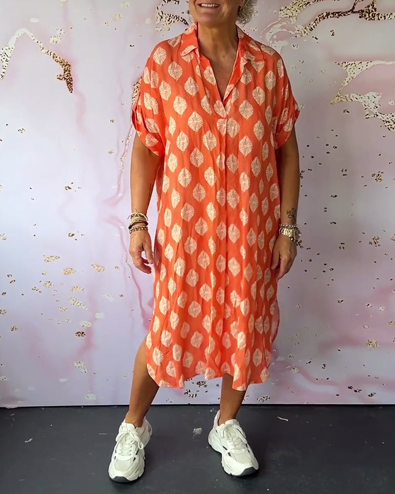 Liora™ | Robe avec Col Revers et Manches Courtes