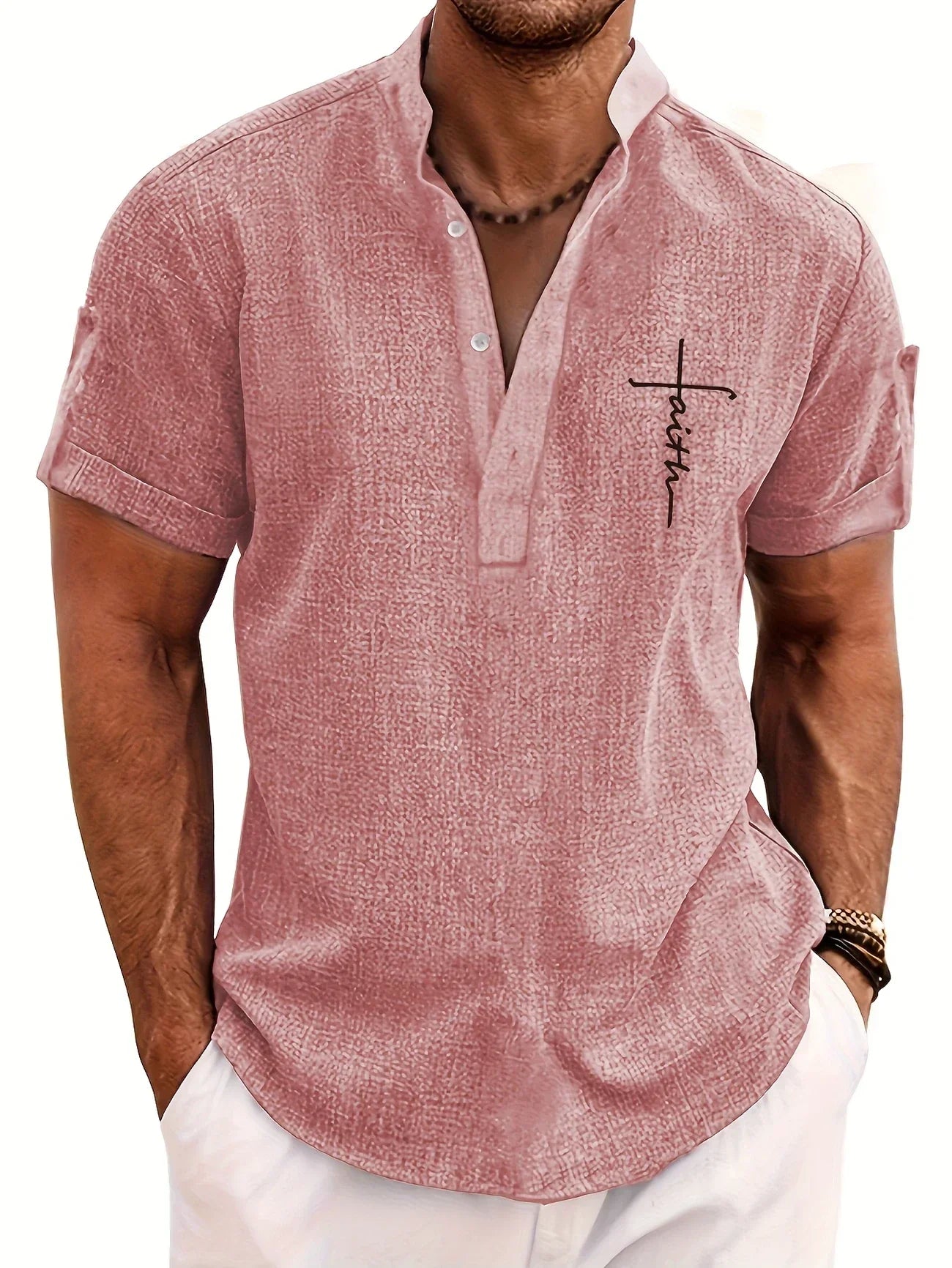 Elliott – Chemise élégante à manches courtes avec col montant