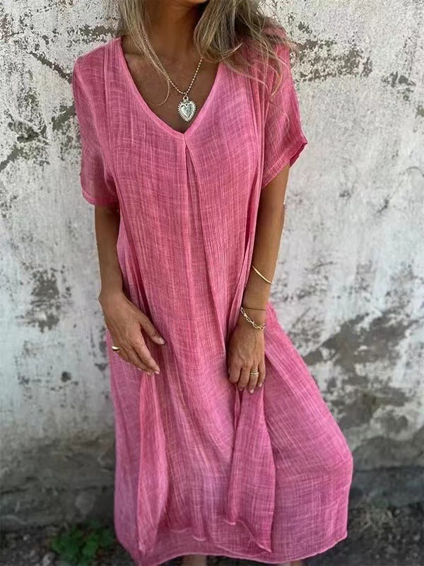 Naia™ – Robe légère à col en V en coton et lin