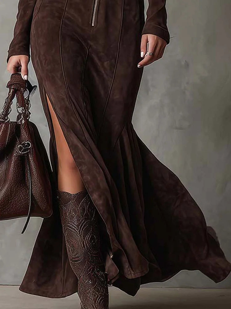 Maisie – Long Suede Dress