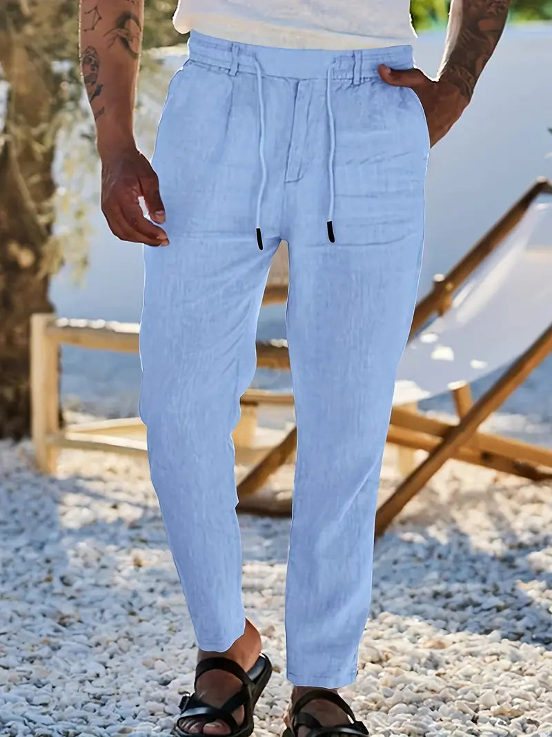 NICHOLS | WIDE LINEN PANTS WITH DRAWSTRING
