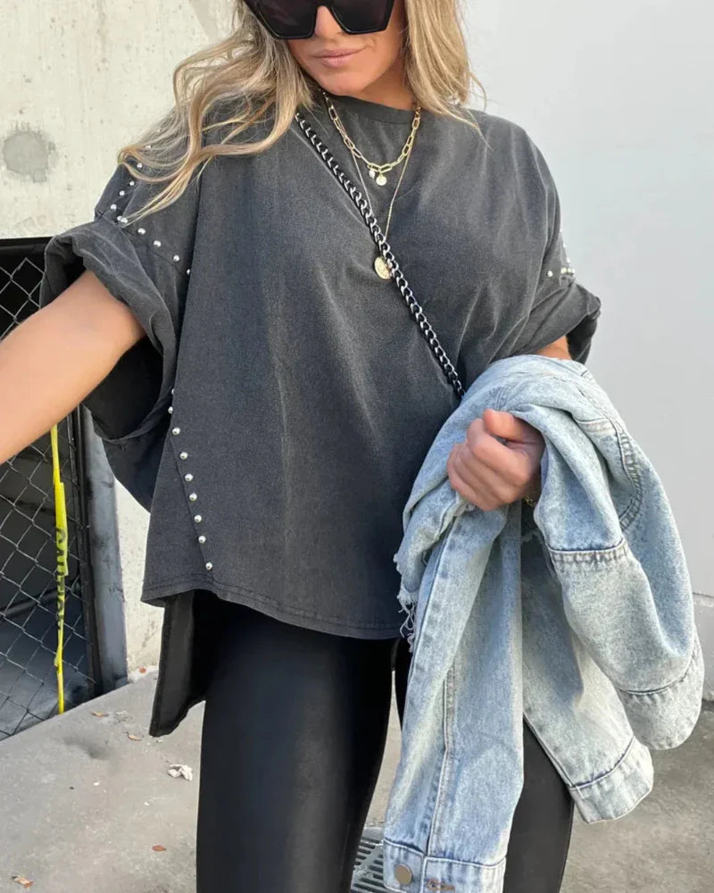 Bella - T-SHIRT OVERSIZE À STUDS