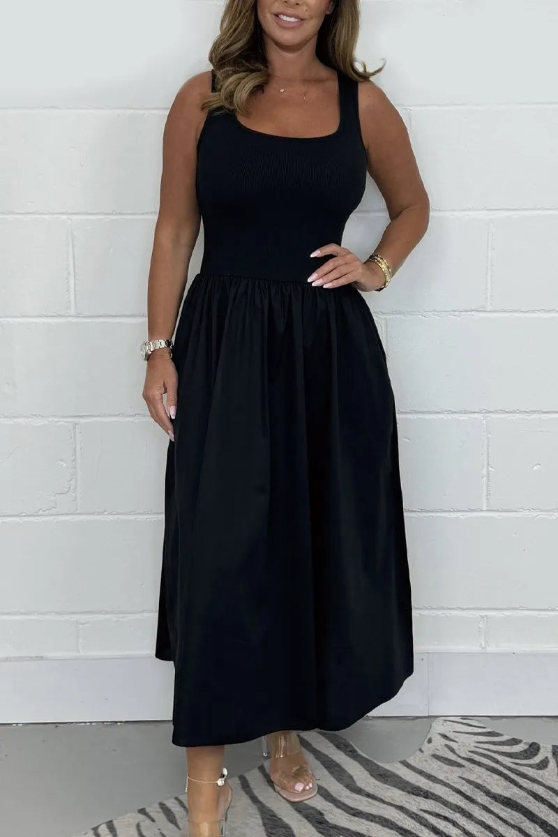 Julie - Robe Midi T-shirt Évasée Unicolore