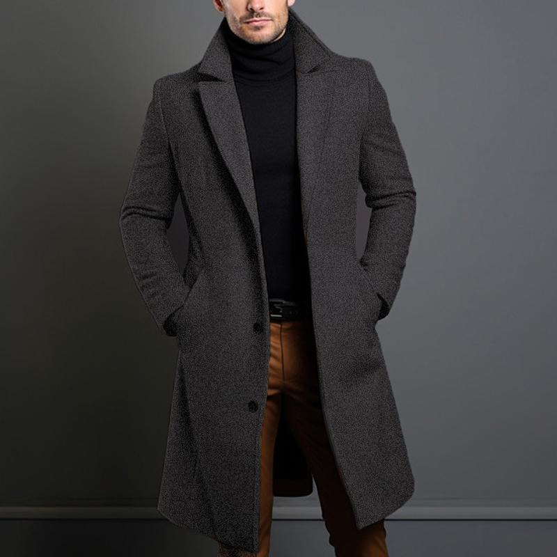 Manteau mi-long pour homme à revers cranté et boutonnage simple 14523733Z