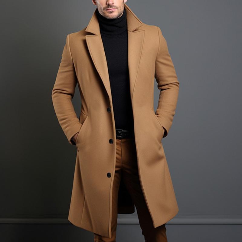 Manteau mi-long pour homme à revers cranté et boutonnage simple 14523733Z