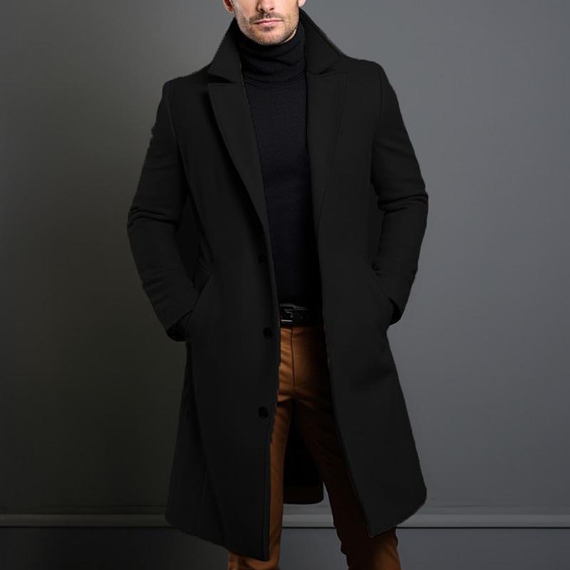 Manteau mi-long pour homme à revers cranté et boutonnage simple 14523733Z